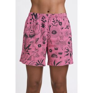 Hot Cotton Marc Ware Shorts Women's Pink Tribal Print Linen Shorts Size Medium